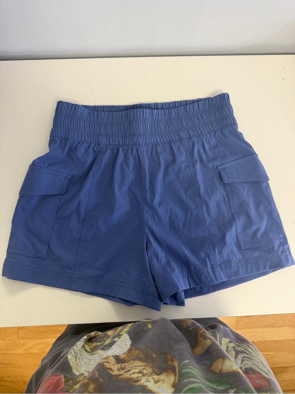 Blue Women's Elastic Waist Cargo Shorts
